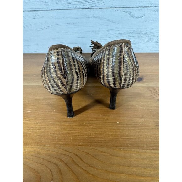 Lodi Made in Spain Suede Snakeskin Effect Tassles Heels Ladies Sz 37.5 US 7 - Picture 10 of 10